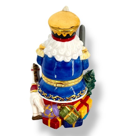 Porcelain Nutcracker Trinket Box Christmas Collector Figurine - Picture 3 of 10